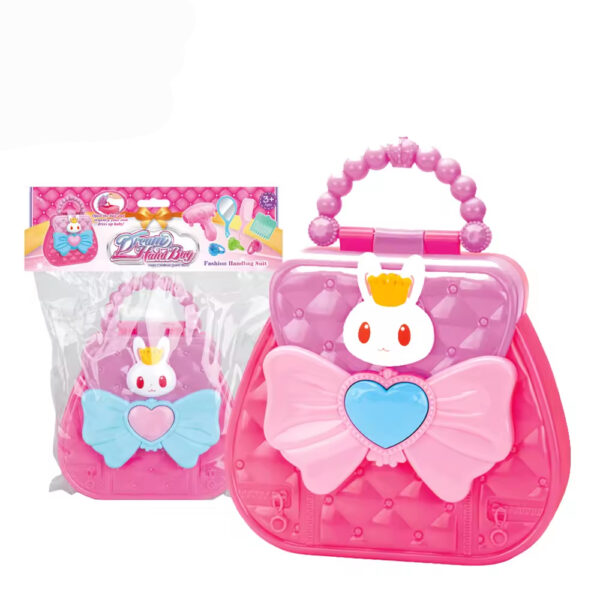 Wholesale Pink Handbag Preschool Comb Mirror Ring Beauty Set Toy Pretend Play Makeup Set Toys For Girls - 영상 3