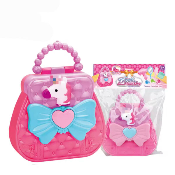 Wholesale Pink Handbag Preschool Comb Mirror Ring Beauty Set Toy Pretend Play Makeup Set Toys For Girls - 영상 5