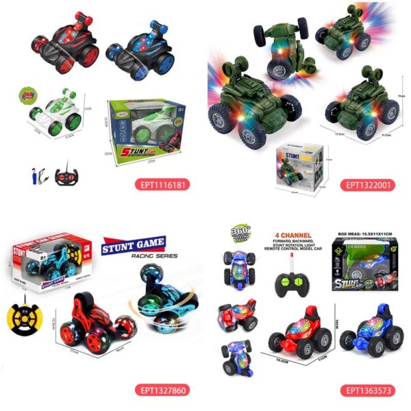 2.4G Rc Dumper Toys Car Remote Control Cars Led Effect 360°Rolling Twister Flip Truck Stunt Vehicle Toys - Imagem 4