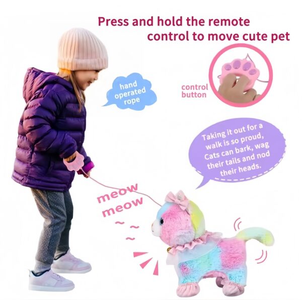 Wholesale Kids Remote Control Stuffed Animal Toy Interactive Electronic Walking and Barking Plush Toy Cat Animal Toy - Imagem 3