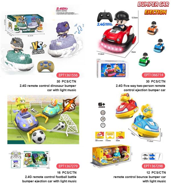 2.4G 4 Function Remote Control  2players Pop up  Dinosaur Battle Bumper Car Rc Cars Toys with Lights And Music - Imagem 4