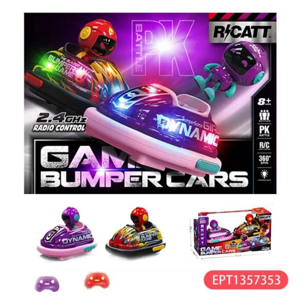 2.4G 4 Function Remote Control  2players Pop up  Dinosaur Battle Bumper Car Rc Cars Toys with Lights And Music - Imagem 5