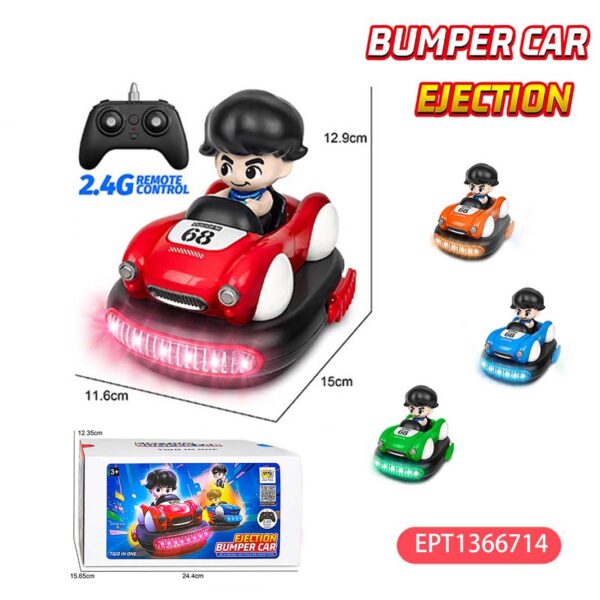 2.4G 4 Function Remote Control  2players Pop up  Dinosaur Battle Bumper Car Rc Cars Toys with Lights And Music - Imagem 6