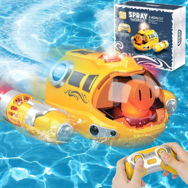 2.4G Mini Water Boat Toy Double Propeller Lighting Spray Motorboat Children Pool Water Remote Control Rc Boat Ship Juguetes - Imagem 2