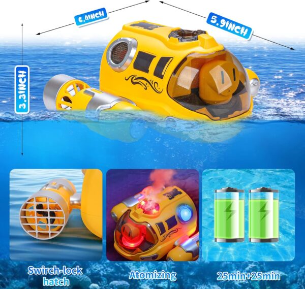 2.4G Mini Water Boat Toy Double Propeller Lighting Spray Motorboat Children Pool Water Remote Control Rc Boat Ship Juguetes - Imagem 5