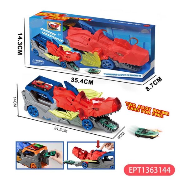 Ejection Dinosaur Storage Car Model Catapult Storable Toy Children Alloy Puzzle Track Toys Eject Free Wheel Railway - Imagen 2