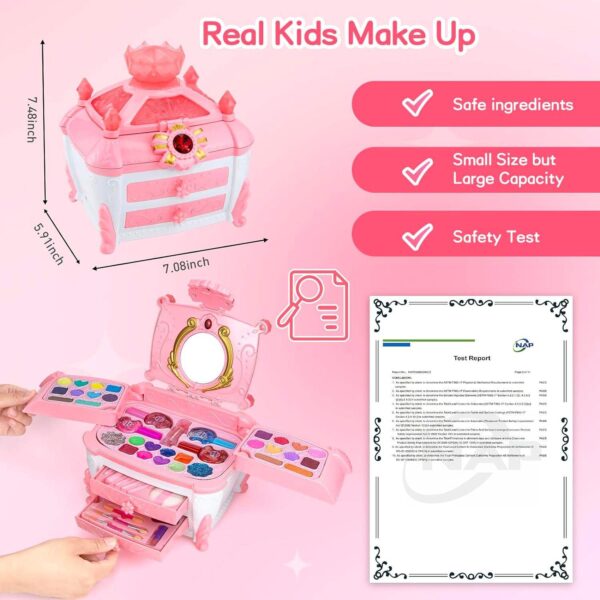 Safety Tested Real Washable Makeup Bag Kit Toy Set with Portable Box Pretend Play Makeup Gift Sets Toys for Girls - 画像 4