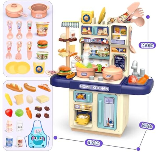 Hot Selling Product Kids Pretend Play Kitchen Toy Cooking Toys Set Kitchen Table for Children With Lights Spray - 画像 2