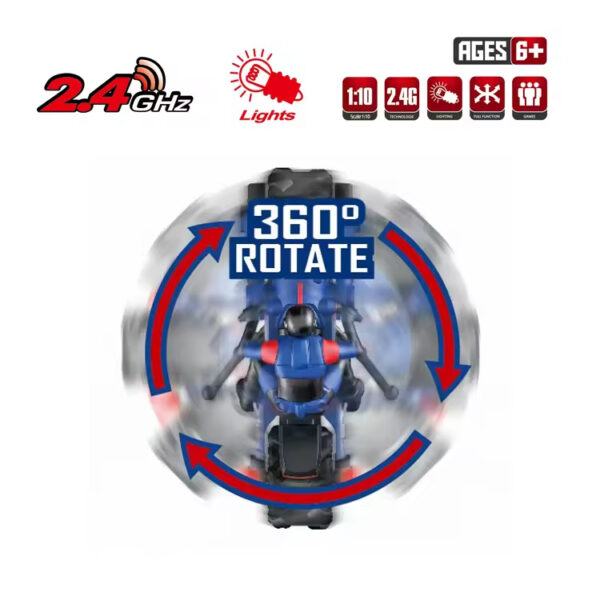 2.4G RC Motorcycles Toy Kids Stunt Drift Radio Control Racing Motorcycles Toy 1/10 RC Motorcycles - Image 3