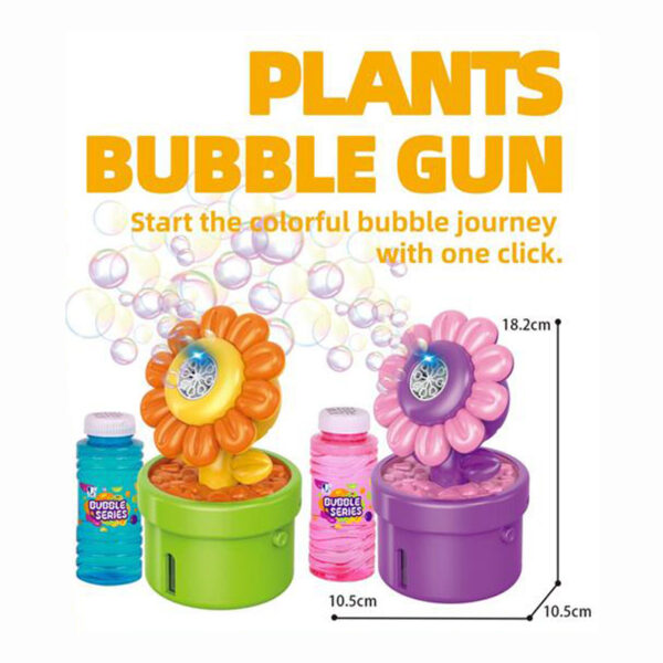Electric Light 8-Hole Coconut Plant Tree Flower Potted Bubble Machine Toy Kids Outdoor Summer Playgrounds Bubble Maker Guns - 图片 4