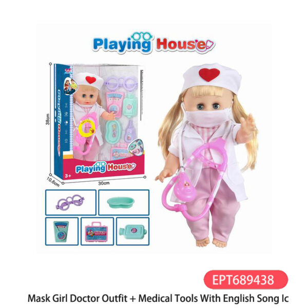 15 Inch Blow Bottle Mask Girl Doctor Tool Toys  Kids Children Set Child Educational Dolls Toy With English Song Ic - Image 2