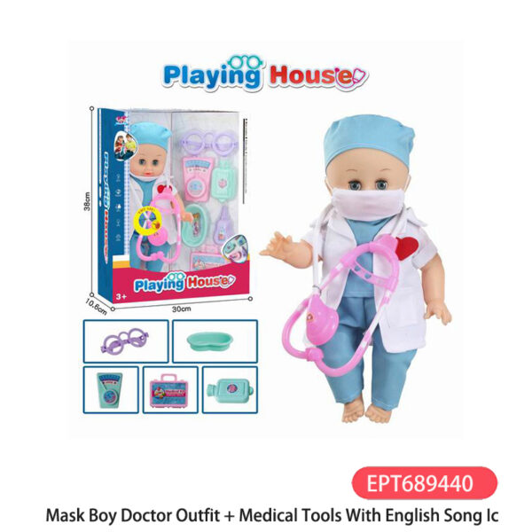 15 Inch Blow Bottle Mask Girl Doctor Tool Toys  Kids Children Set Child Educational Dolls Toy With English Song Ic - Image 4