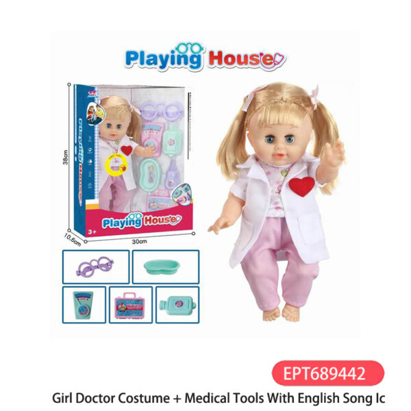 15 Inch Blow Bottle Mask Girl Doctor Tool Toys  Kids Children Set Child Educational Dolls Toy With English Song Ic - Image 6