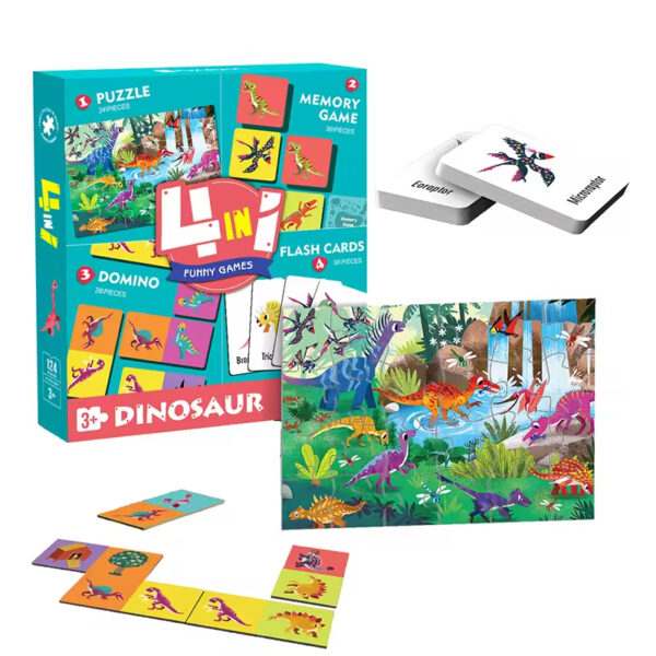 Custom 4 in 1 Puzzle Toy Set Memory Game Matching Jigsaw Puzzle Flash Cards Cartoon Childhood Educa Puzzles for Kids Toys
