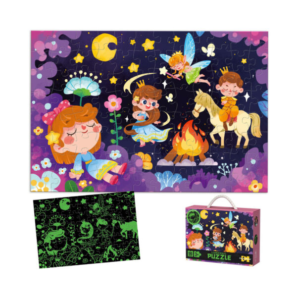 96pcs Glow in the Dark Jigsaw Puzzle Toy Kids Early Educational Luminous Puzzles Game Unique Piece Design Magic Puzzle Set - Image 2