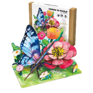 3D Wooden Insect Puzzle Wooden Butterfly Bee Models Animal DIY Gift Wooden Preschool 3D Puzzles for Kids