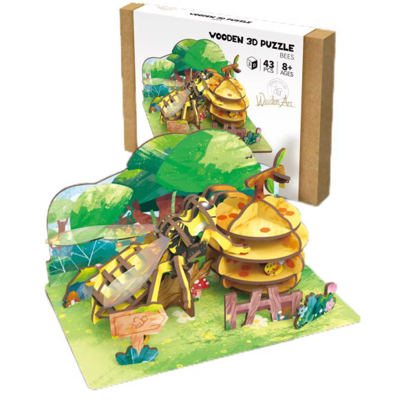3D Wooden Insect Puzzle Wooden Butterfly Bee Models Animal DIY Gift Wooden Preschool 3D Puzzles for Kids - Image 5
