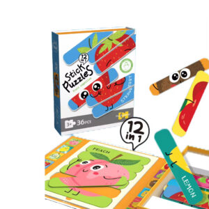 Baby Matching Paper Shape Stick Puzzle Toys Kids Educational 36PCS DIY Cartoon Animal Jigsaw Toys