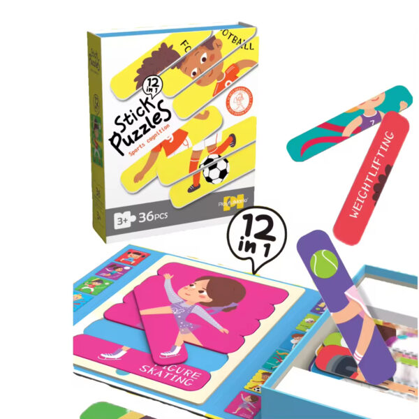Baby Matching Paper Shape Stick Puzzle Toys Kids Educational 36PCS DIY Cartoon Animal Jigsaw Toys - Image 4