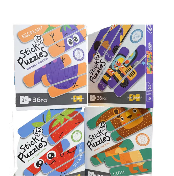 Baby Matching Paper Shape Stick Puzzle Toys Kids Educational 36PCS DIY Cartoon Animal Jigsaw Toys - Image 6