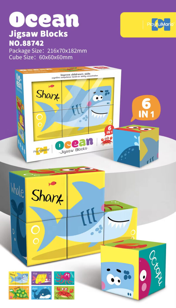 New Arrival 6 in 1 6pcs Puzzle Set for Kids of Various Themes Ocean Insect Universe Arctic Jigsaw Block Set - Image 2