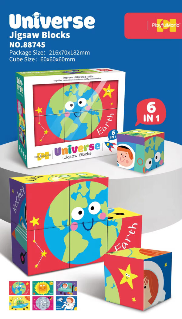 New Arrival 6 in 1 6pcs Puzzle Set for Kids of Various Themes Ocean Insect Universe Arctic Jigsaw Block Set - Image 4