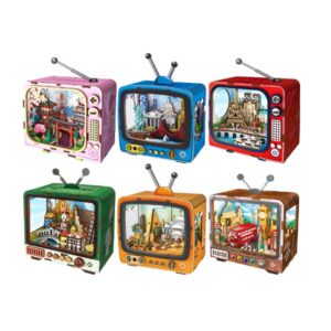 Creative Gift Wooden 3d Tv Set Building Puzzle Mini Kit Building Toy Miniature Doll House Diy Toys for Kids