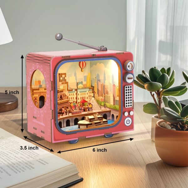 Creative Gift Wooden 3d Tv Set Building Puzzle Mini Kit Building Toy Miniature Doll House Diy Toys for Kids - Image 3