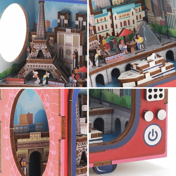 Creative Gift Wooden 3d Tv Set Building Puzzle Mini Kit Building Toy Miniature Doll House Diy Toys for Kids - Image 4