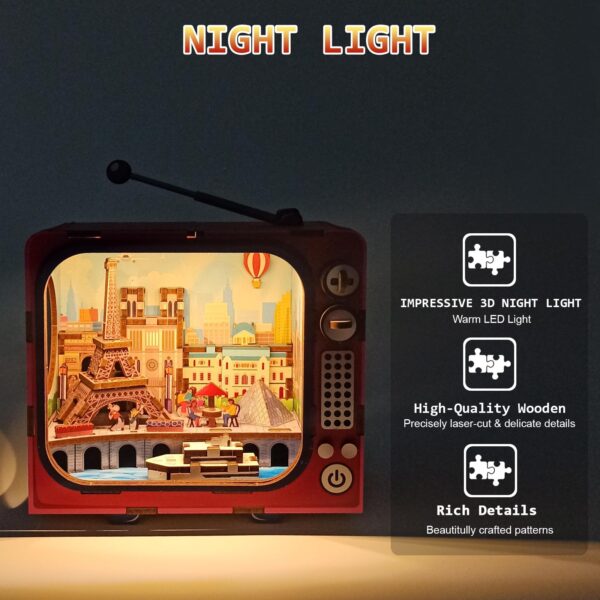 Creative Gift Wooden 3d Tv Set Building Puzzle Mini Kit Building Toy Miniature Doll House Diy Toys for Kids - Image 5