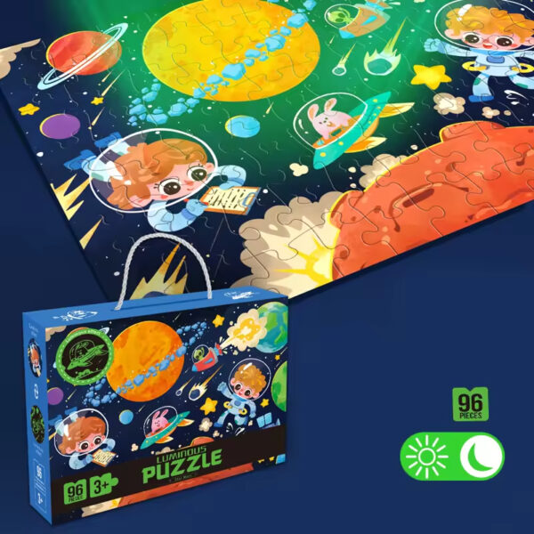 Children's Puzzle Plane Glow-in-the-dark Puzzle Block Puzzle Early Education Assembly Toy - Image 3