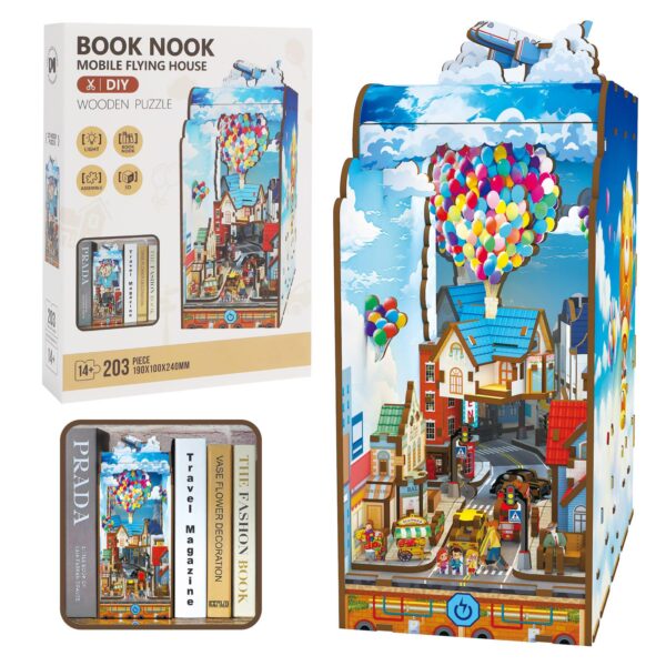 Travel With the Wind With LED Light Assemble Toys Bookend for Children Kid Educational Toy 3D Puzzles Book Nook
