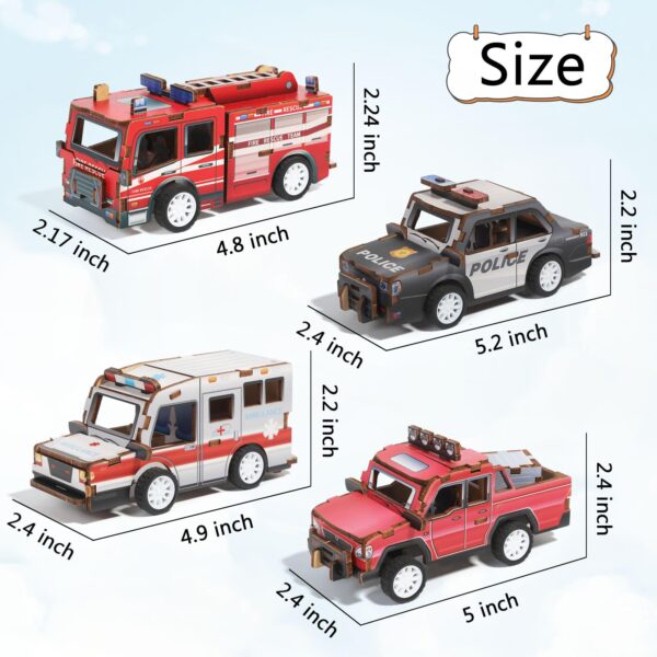3D Wooden Jigsaw Puzzle Kids Diy Assembly 3d Pull Back Wooden Puzzle Car - Image 3