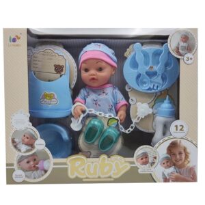 12 Inch English 12 Sound Ic Water Baby Dolls Toys With Urine Basin Diaper Absorbent Bottle Tissue Box Backpack