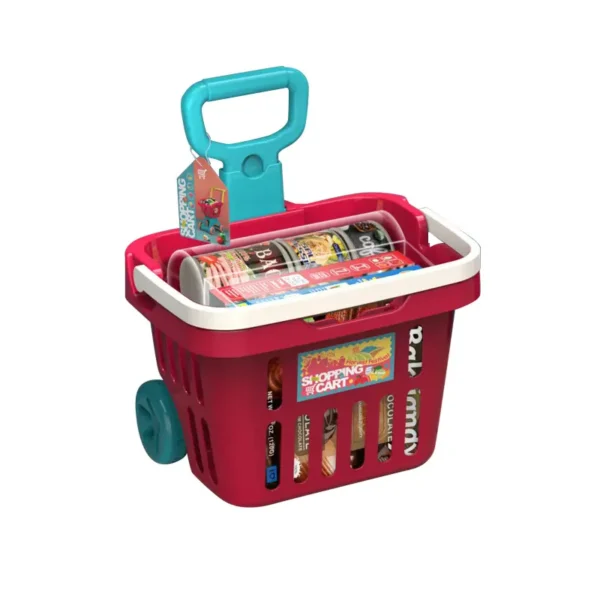 Supermarket Toys Big Shopping Trolley Cart Rolling Shopping Basket for Kids Pretend Play - Image 4