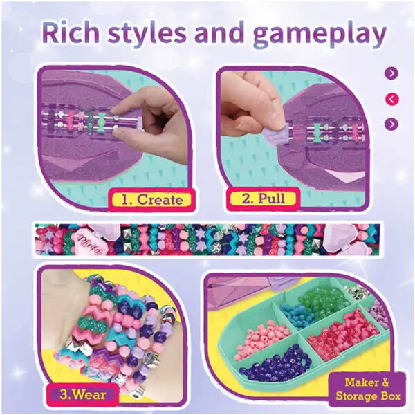 Jewelry Box Set Diy Kids DIY Arts Crafts Kids Toys Bead Bracelet Maker 15 Bracelets Friendship Bracelet Making Kit for Girl - Imagen 5