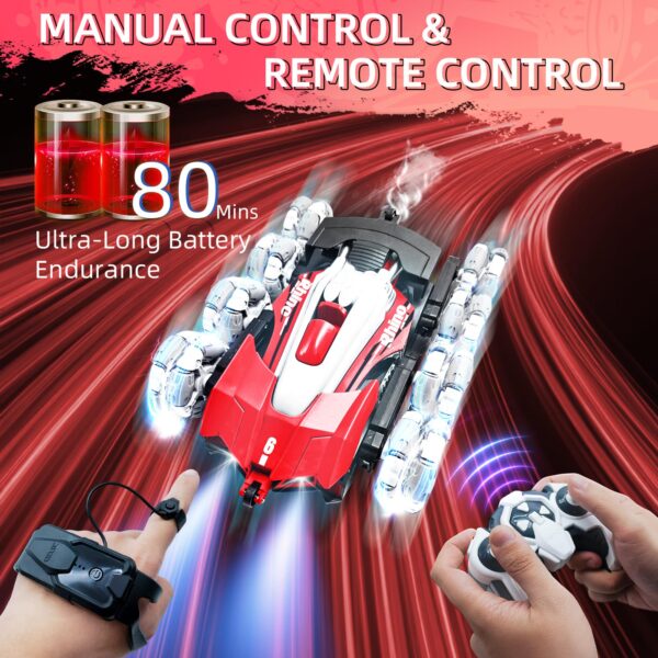Remote Control Stunt Light Car 8wd Drift Spray Dual Mode Racing Toy Hand Gesture Remote Control Rc Stunt Car - 图片 3