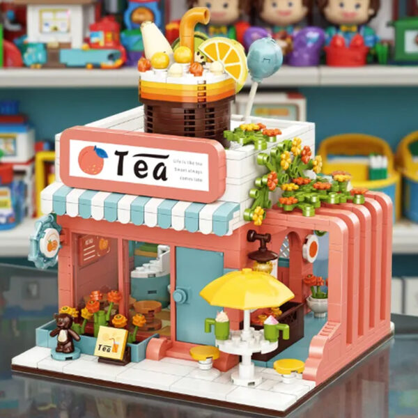 New Building Blocks Kit for Kids DIY Colorful City with Toy Coffee Shop Model Street View Assembly Brick Gift Made Plastic