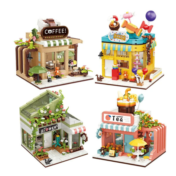 New Building Blocks Kit for Kids DIY Colorful City with Toy Coffee Shop Model Street View Assembly Brick Gift Made Plastic - 영상 5
