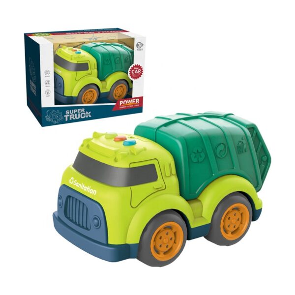 Toys Electric City Sanitation Series Green Freewheel Garbage Truck Car Toys for Boys with Light and Music
