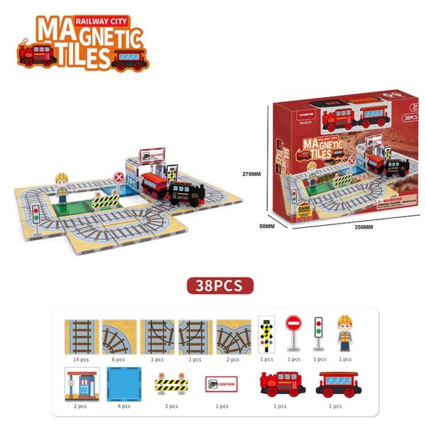 Magnetic Building Blocks Toys Magnetic Tiles Road Set 38Pcs
