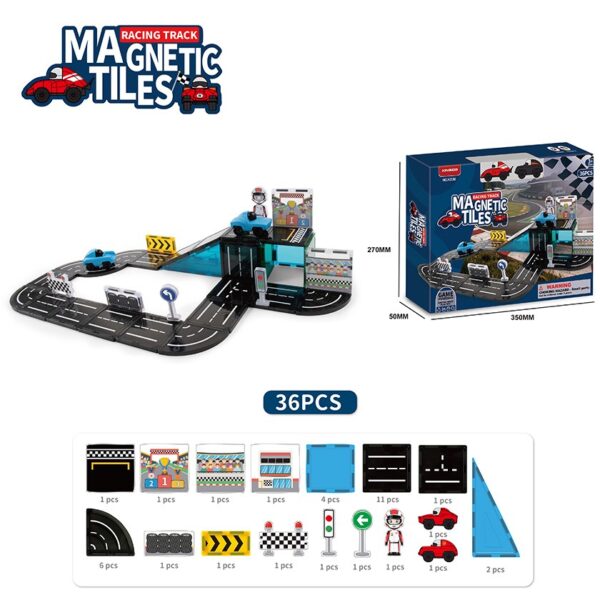 7.5Cm Magnetic Building Blocks Toys Magnetic Tiles Road Set 36Pcs