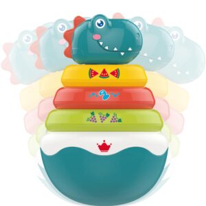 Animal Shape Baby Educational Toys Tumbler Rainbow Ring Box Big Roly Poly Rock Dinosaur Tumbler Toy