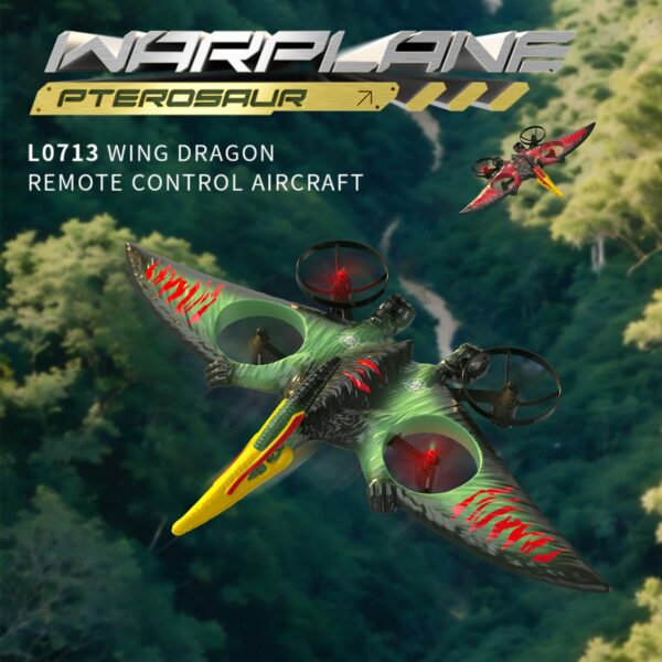 2.4G RC Induction Pterodactyl Netflix Toys Quadcopter Fixed Wing Flyer Toys Pterosaur Remote-controlled Aircraft Toys - Image 3
