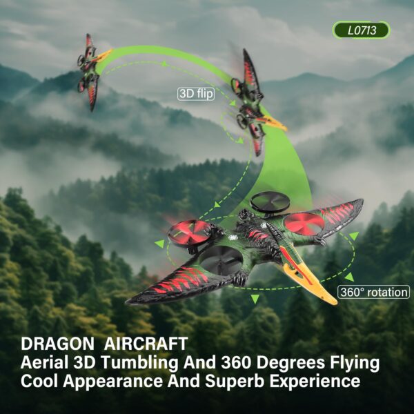2.4G RC Induction Pterodactyl Netflix Toys Quadcopter Fixed Wing Flyer Toys Pterosaur Remote-controlled Aircraft Toys - Image 4