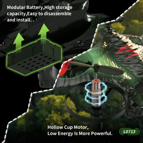 2.4G RC Induction Pterodactyl Netflix Toys Quadcopter Fixed Wing Flyer Toys Pterosaur Remote-controlled Aircraft Toys - Image 9