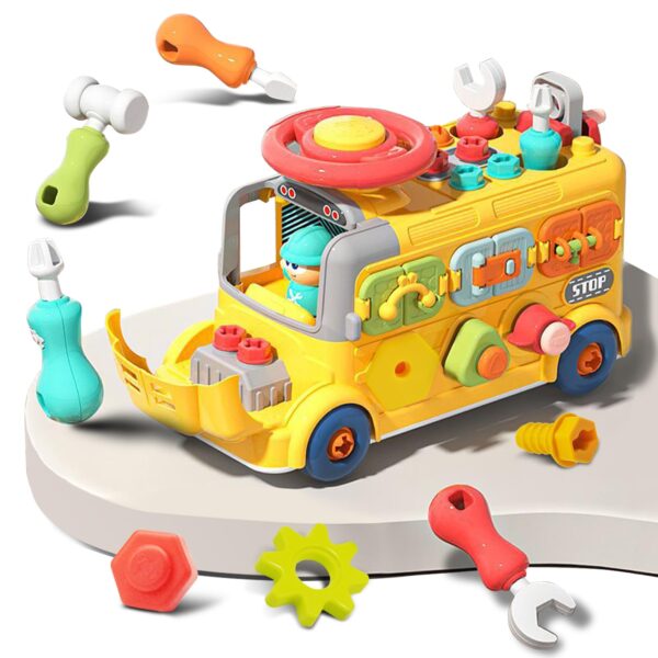 Busy Board Screw Nail Toys Diy Engineering Bus Assembly Disassembly Machinery Educational Screw Toys for Kids