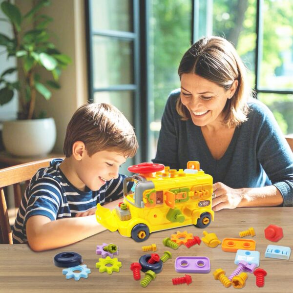 Busy Board Screw Nail Toys Diy Engineering Bus Assembly Disassembly Machinery Educational Screw Toys for Kids - 画像 7
