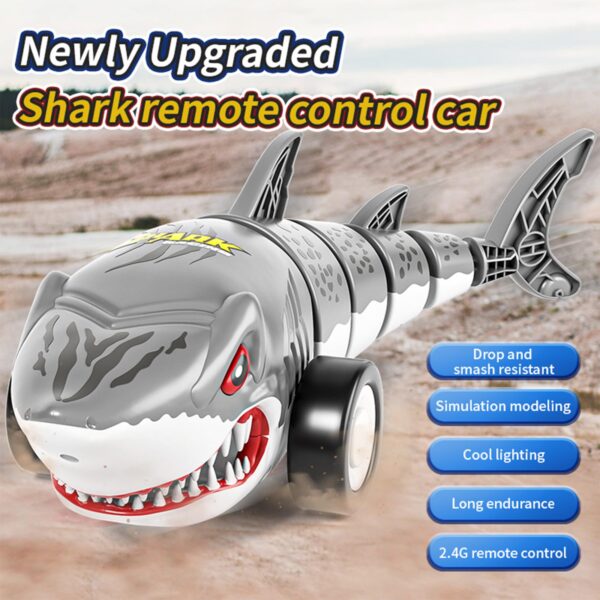 Shark RC Stunt Car Toys With Light and Swing Function Remote Control Animal Rc Shark Car Toy for Kids - Изображение 5
