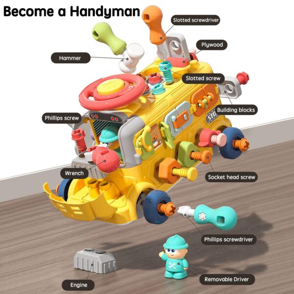 Busy Board Screw Nail Toys Diy Engineering Bus Assembly Disassembly Machinery Educational Screw Toys for Kids - 画像 5